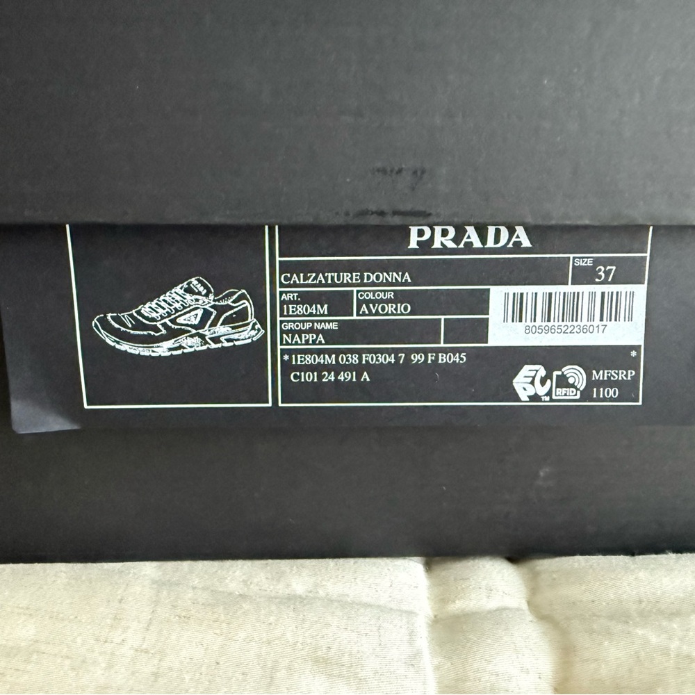 Prada leather Cream Sneakers with Brown Sole - Picture 15 of 15